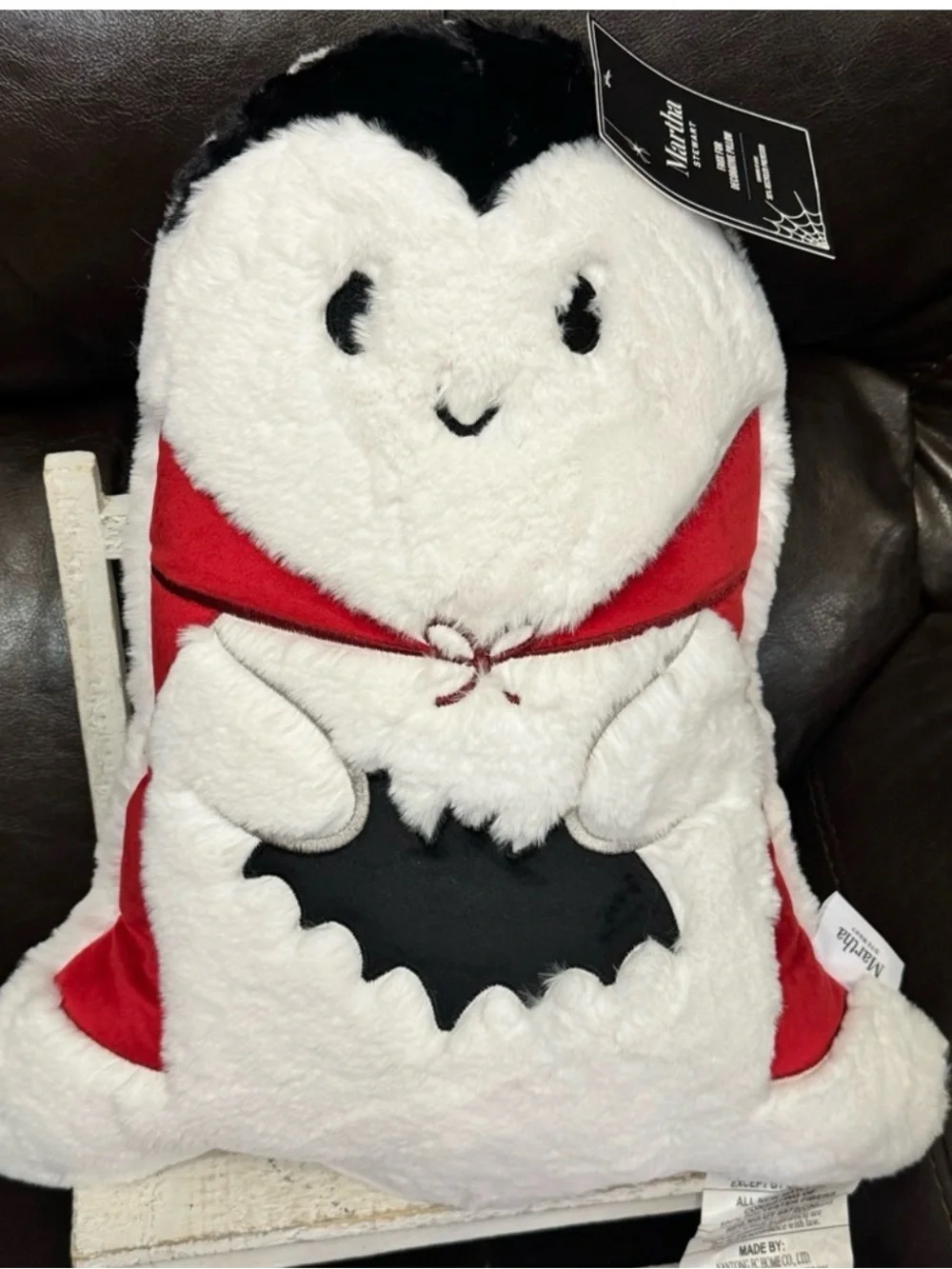 Cute Vampire Plush Pillow with Red Cape Martha Stewart